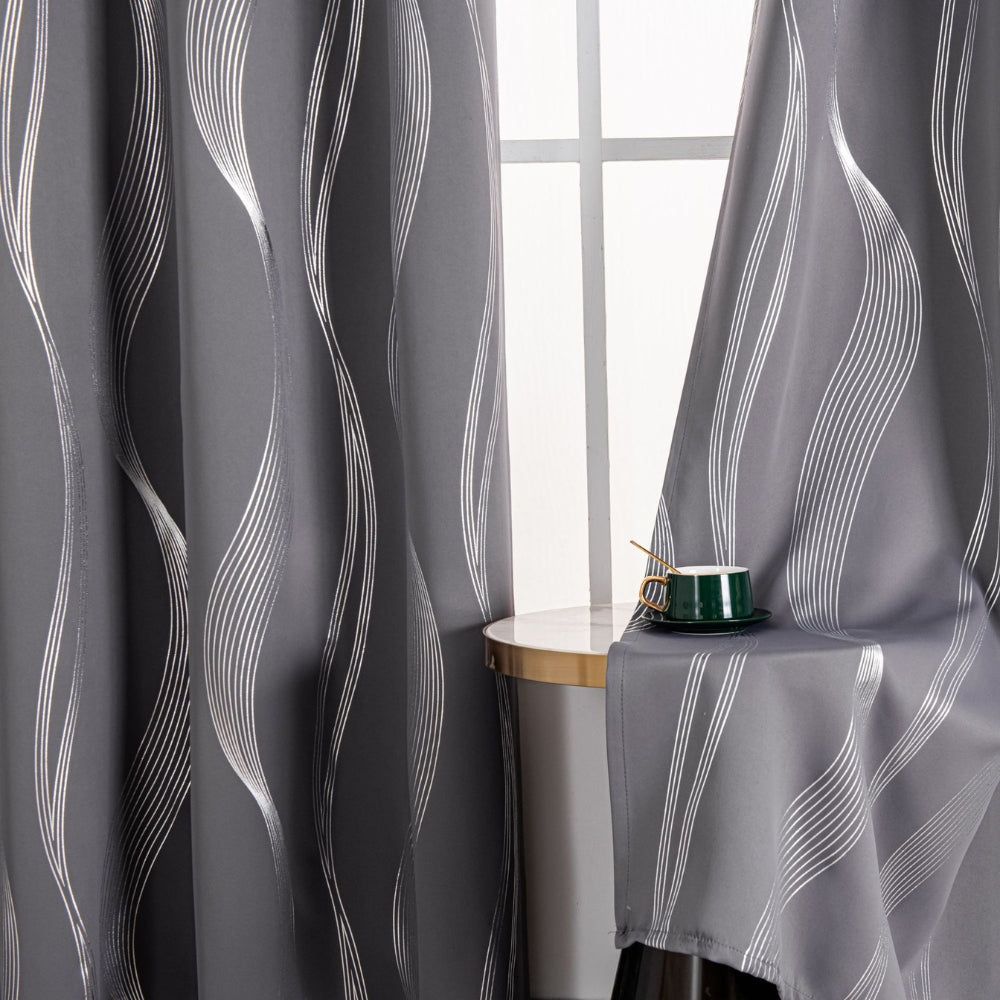 Minimalist Blackout Wave Pattern Curtain - 1 Panel