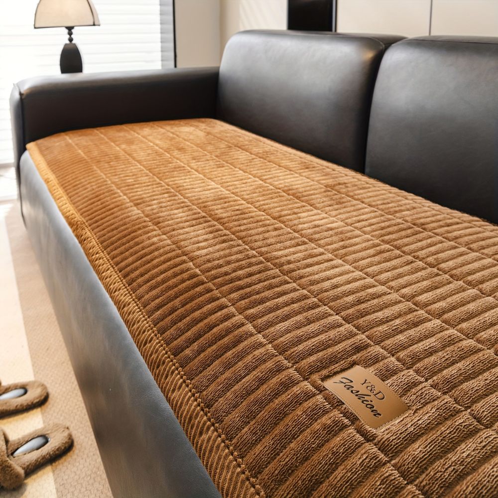 Minimalist Flannel Ribbed Sofa Cover