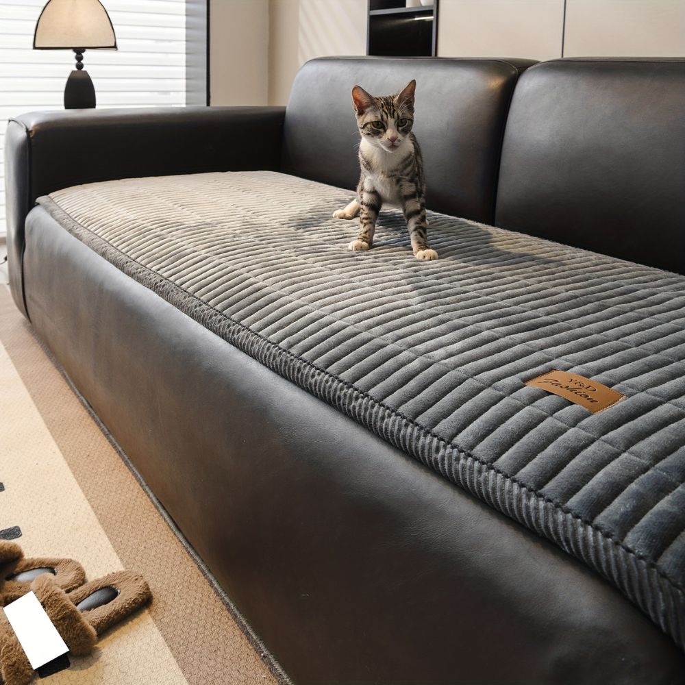 Minimalist Flannel Ribbed Sofa Cover