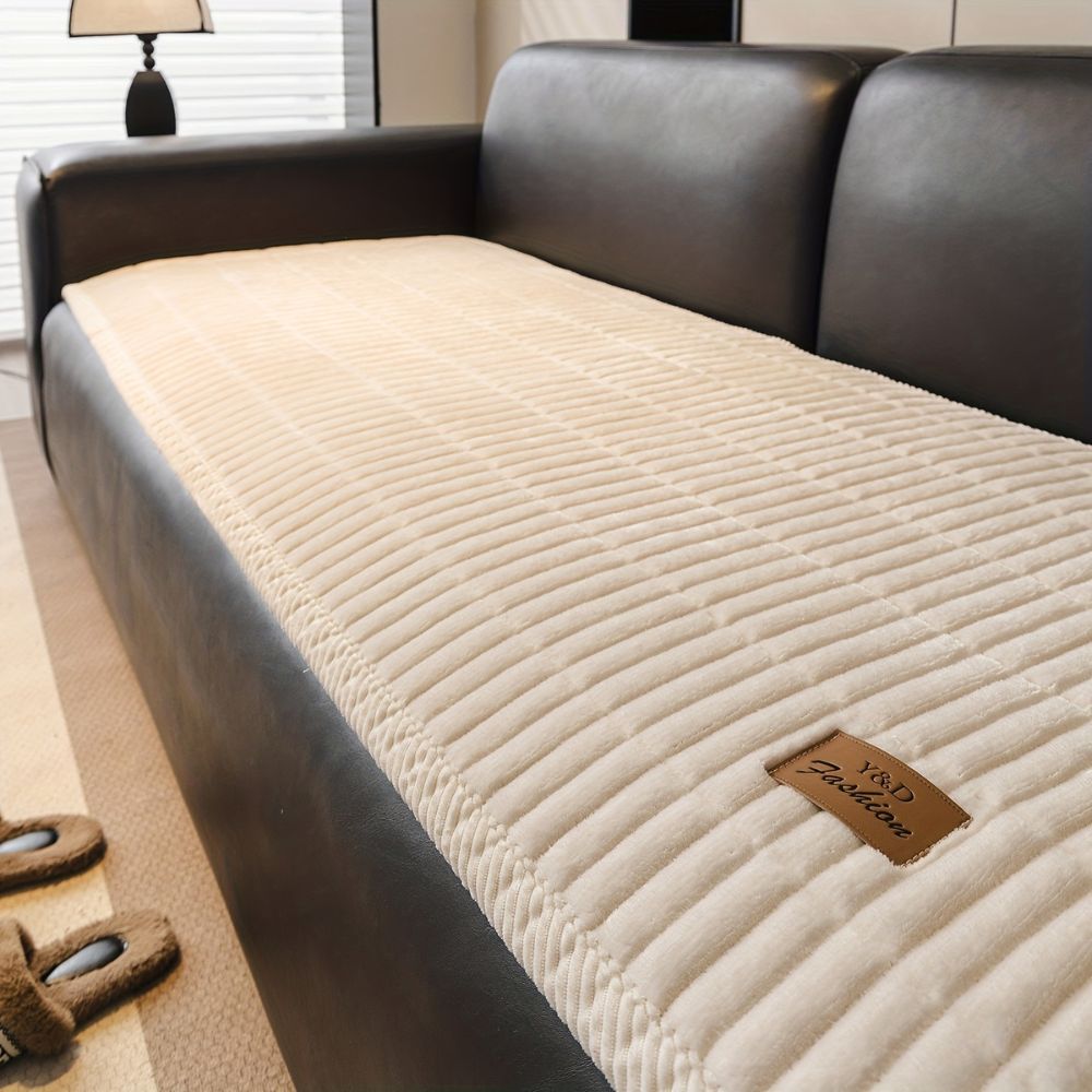 Minimalist Flannel Ribbed Sofa Cover