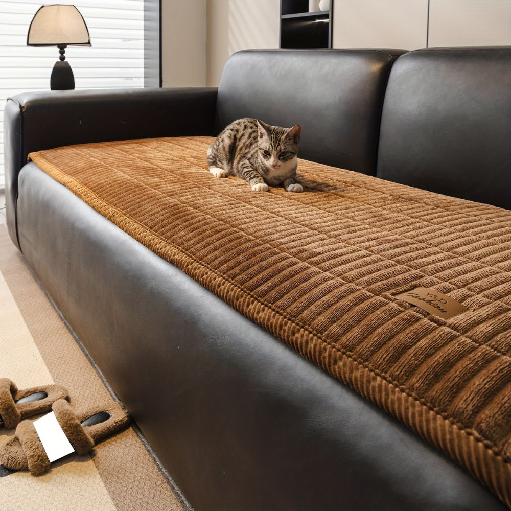 Minimalist Flannel Ribbed Sofa Cover
