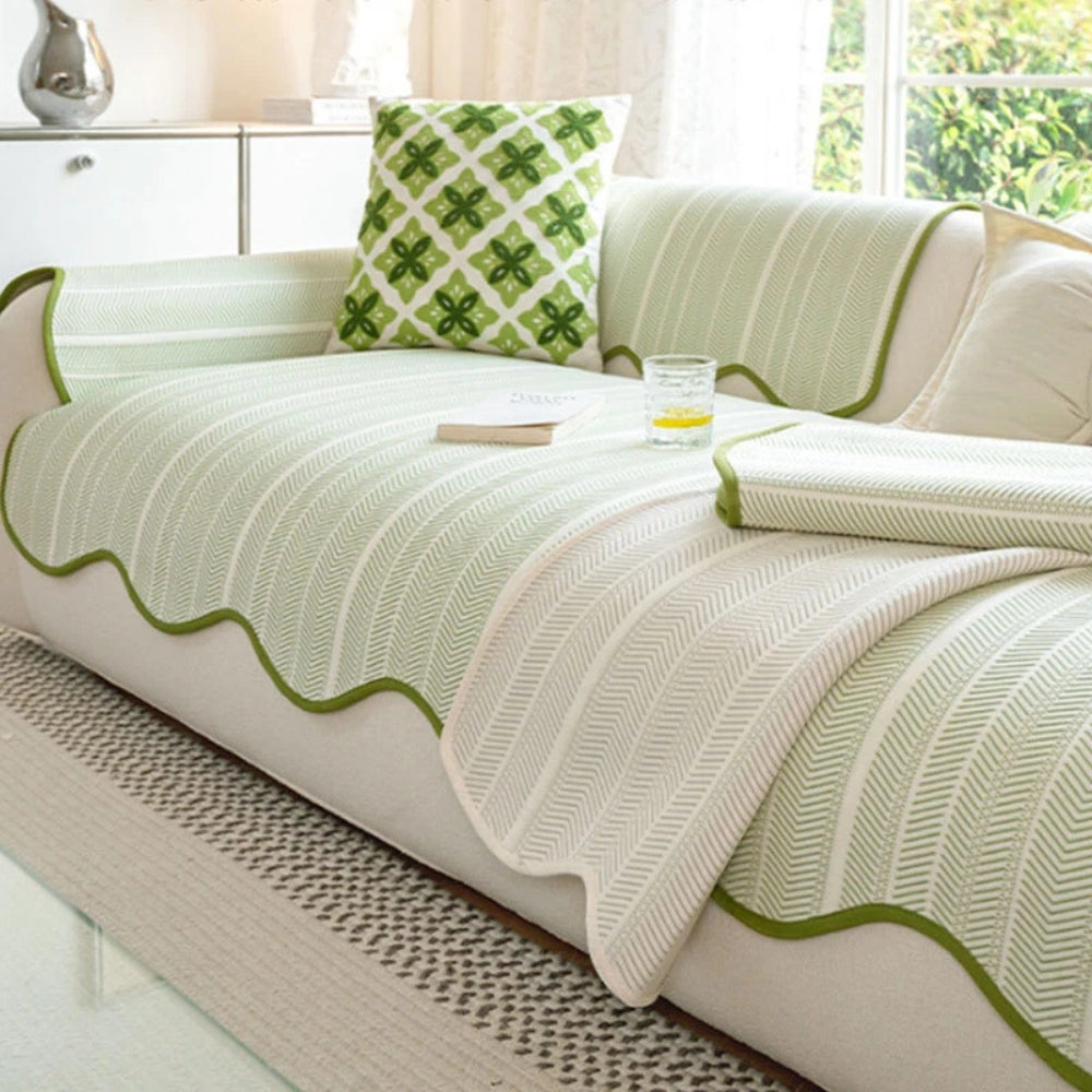 Minimalist Ice Silk Striped Sofa Cover