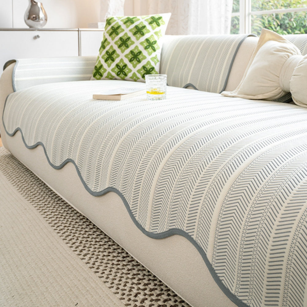 Minimalist Ice Silk Striped Sofa Cover