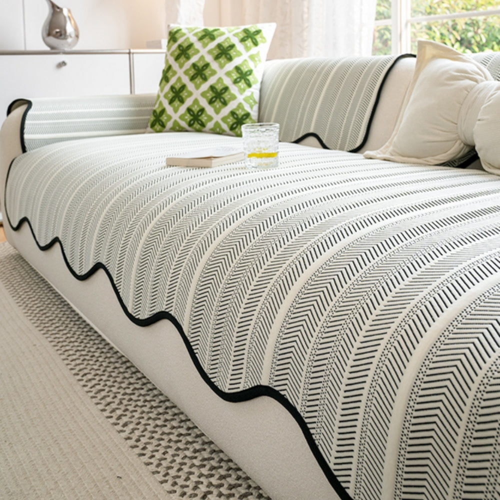 Minimalist Ice Silk Striped Sofa Cover