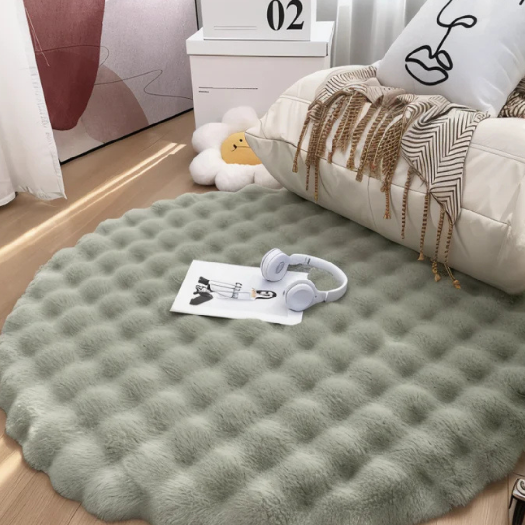 Minimalist Plush Bubble Round Rug – 90x90cm
