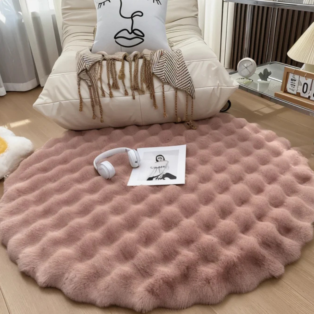 Minimalist Plush Bubble Round Rug – 90x90cm
