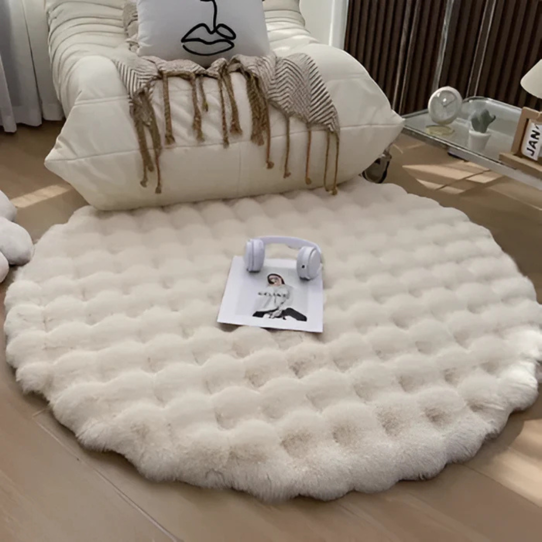 Minimalist Plush Bubble Round Rug – 90x90cm