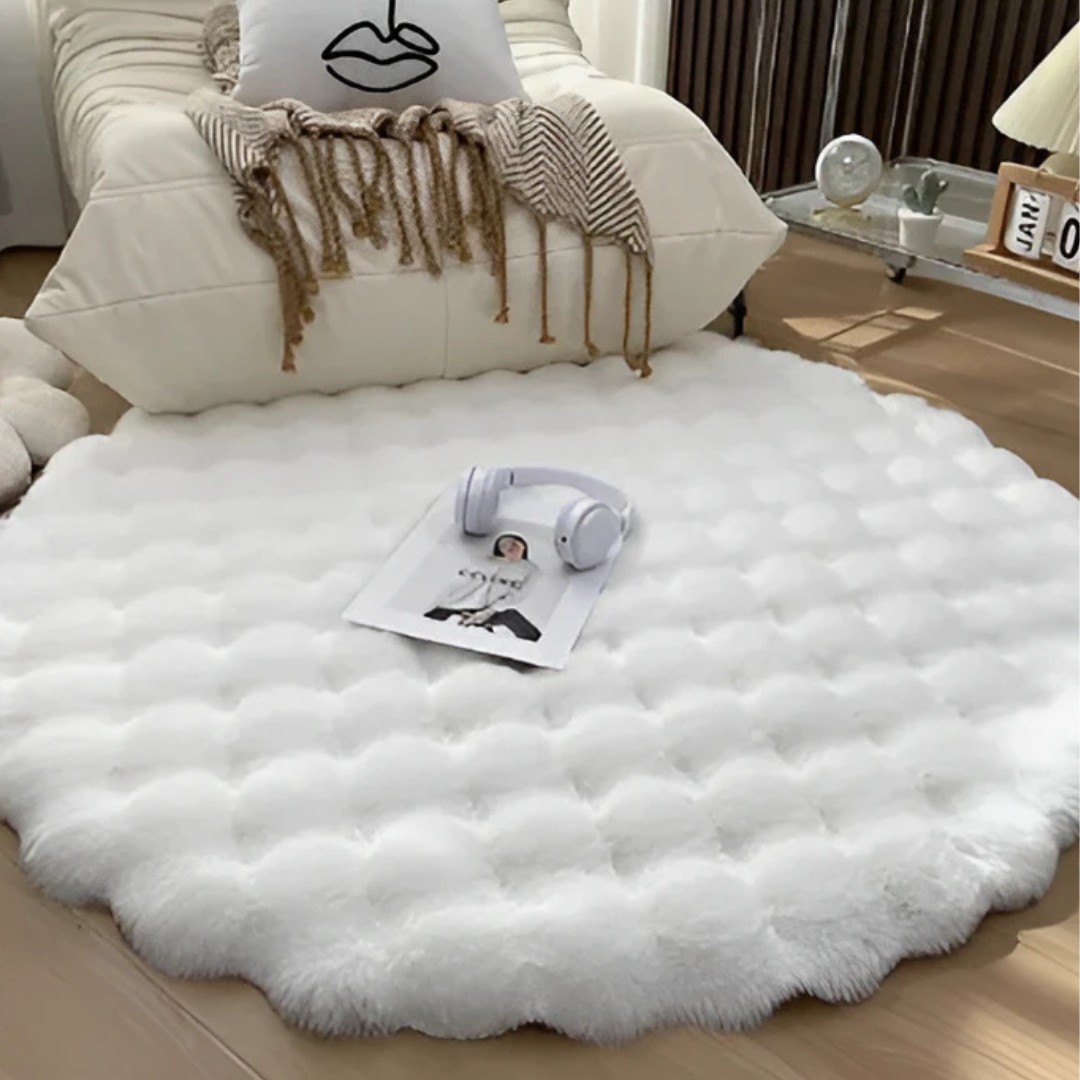 Minimalist Plush Bubble Round Rug – 90x90cm