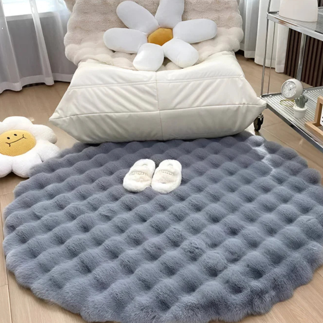 Minimalist Plush Bubble Round Rug – 90x90cm