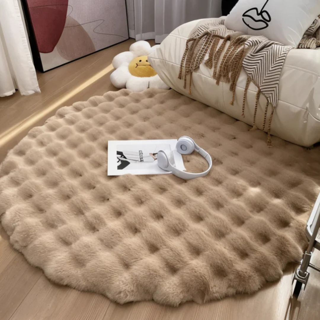 Minimalist Plush Bubble Round Rug – 90x90cm