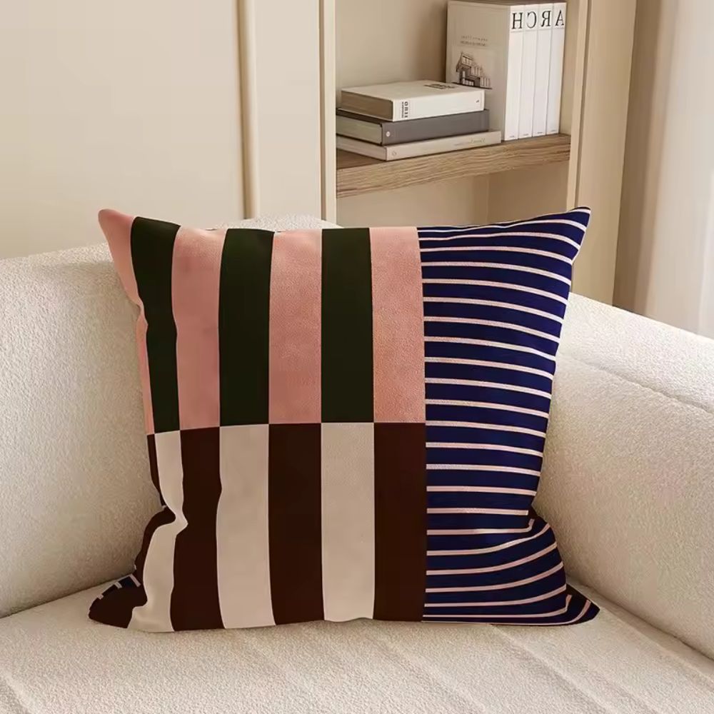 Minimalist Velvet Striped Geometric Cushion Cover – 45x45cm
