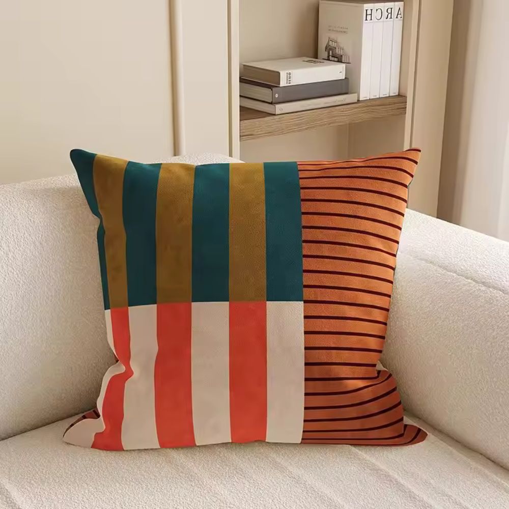 Minimalist Velvet Striped Geometric Cushion Cover – 45x45cm