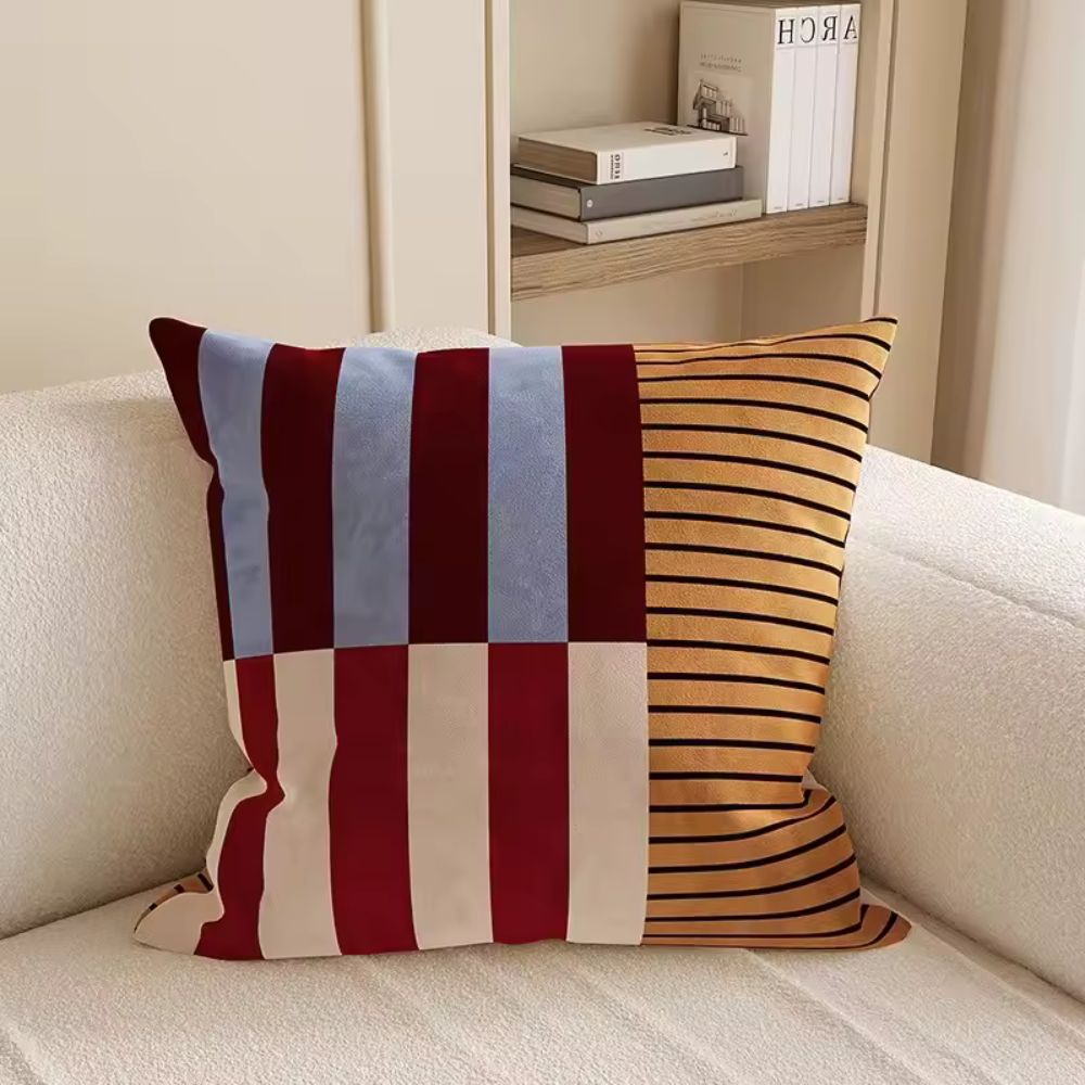 Minimalist Velvet Striped Geometric Cushion Cover – 45x45cm