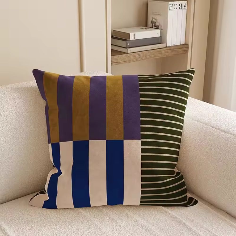 Minimalist Velvet Striped Geometric Cushion Cover – 45x45cm