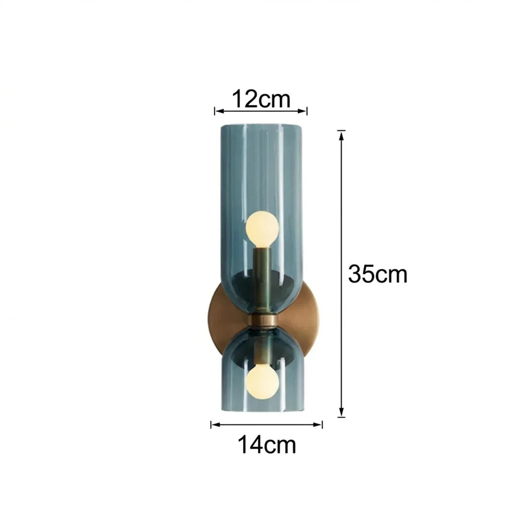 Modern Glass Cylinder LED Wall Light 2-Light