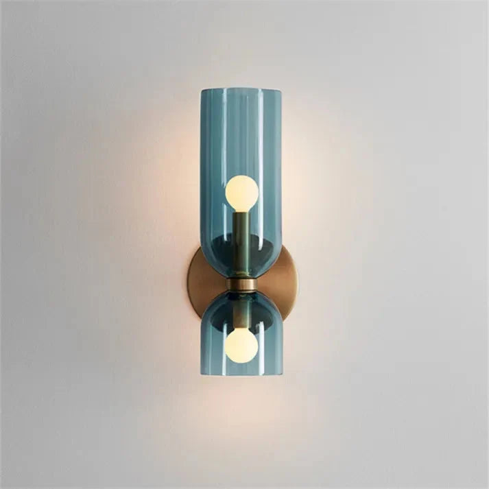 Modern Glass Cylinder LED Wall Light 2-Light