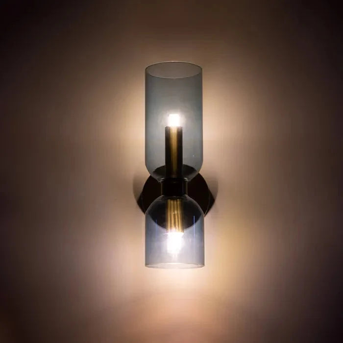 Modern Glass Cylinder LED Wall Light 2-Light