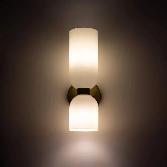 Modern Glass Cylinder LED Wall Light 2-Light