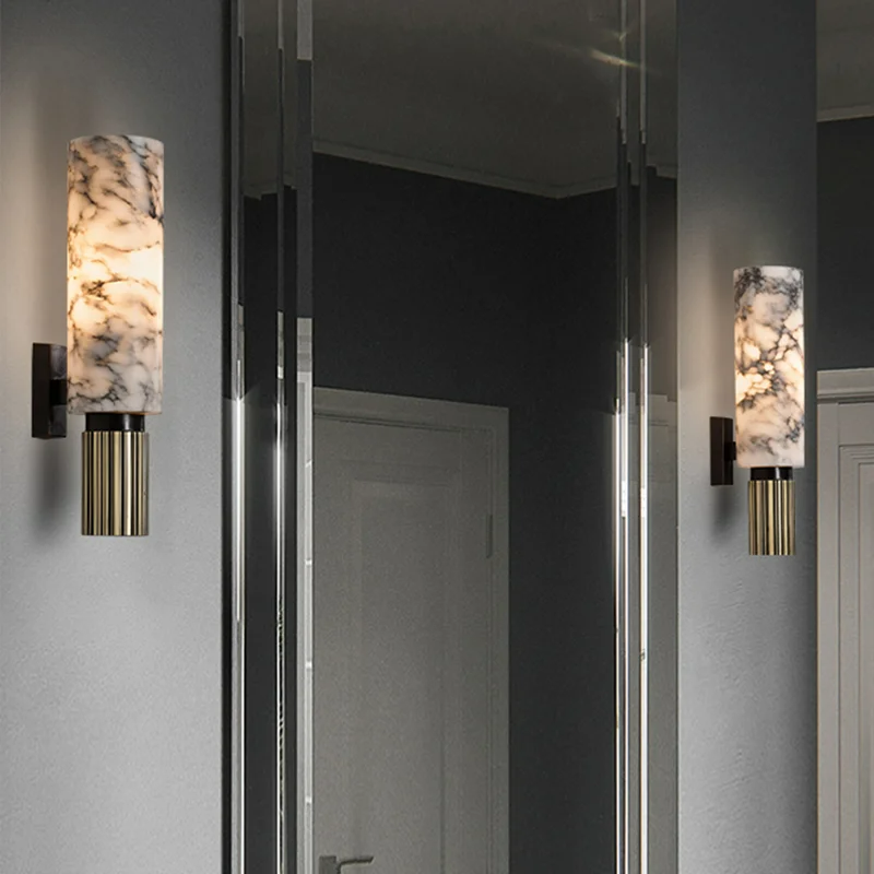 Modern Marble Cylinder LED Wall Light 1-Light