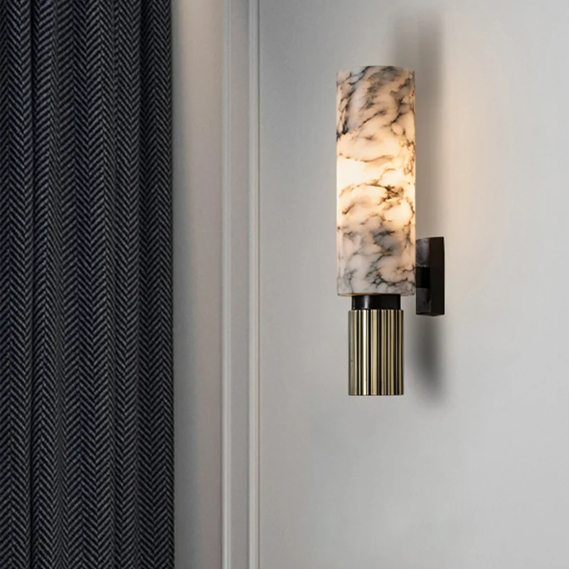 Modern Marble Cylinder LED Wall Light 1-Light