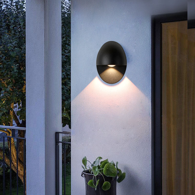 Modern Minimalist Oval LED Outdoor Wall Sconce Lamp 1-Light