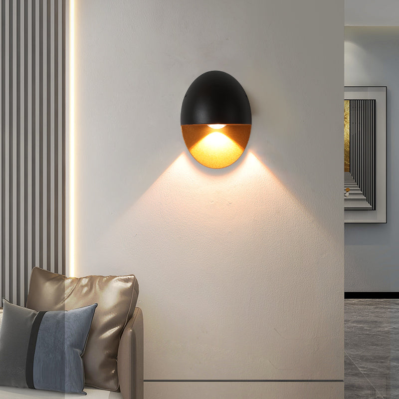 Modern Minimalist Oval LED Outdoor Wall Sconce Lamp 1-Light