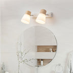 Modern Minimalist Wood Cone Wall Sconce Lamp 2-Light