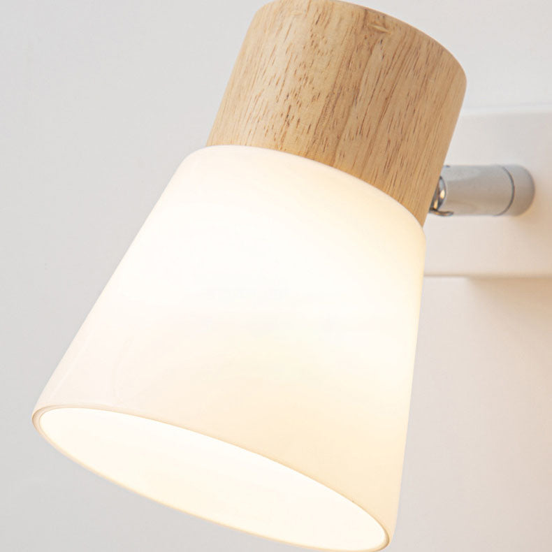 Modern Minimalist Wood Cone Wall Sconce Lamp 2-Light