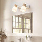 Modern Minimalist Wood Cone Wall Sconce Lamp 2-Light