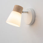 Modern Minimalist Wood Cone Wall Sconce Lamp 2-Light