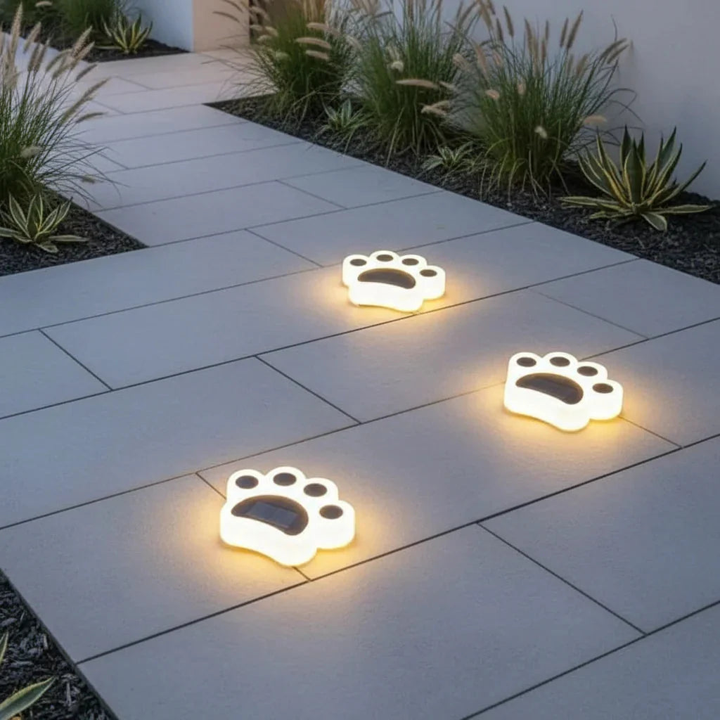 Modern Paw Shape Solar LED Floor Light 1-Light