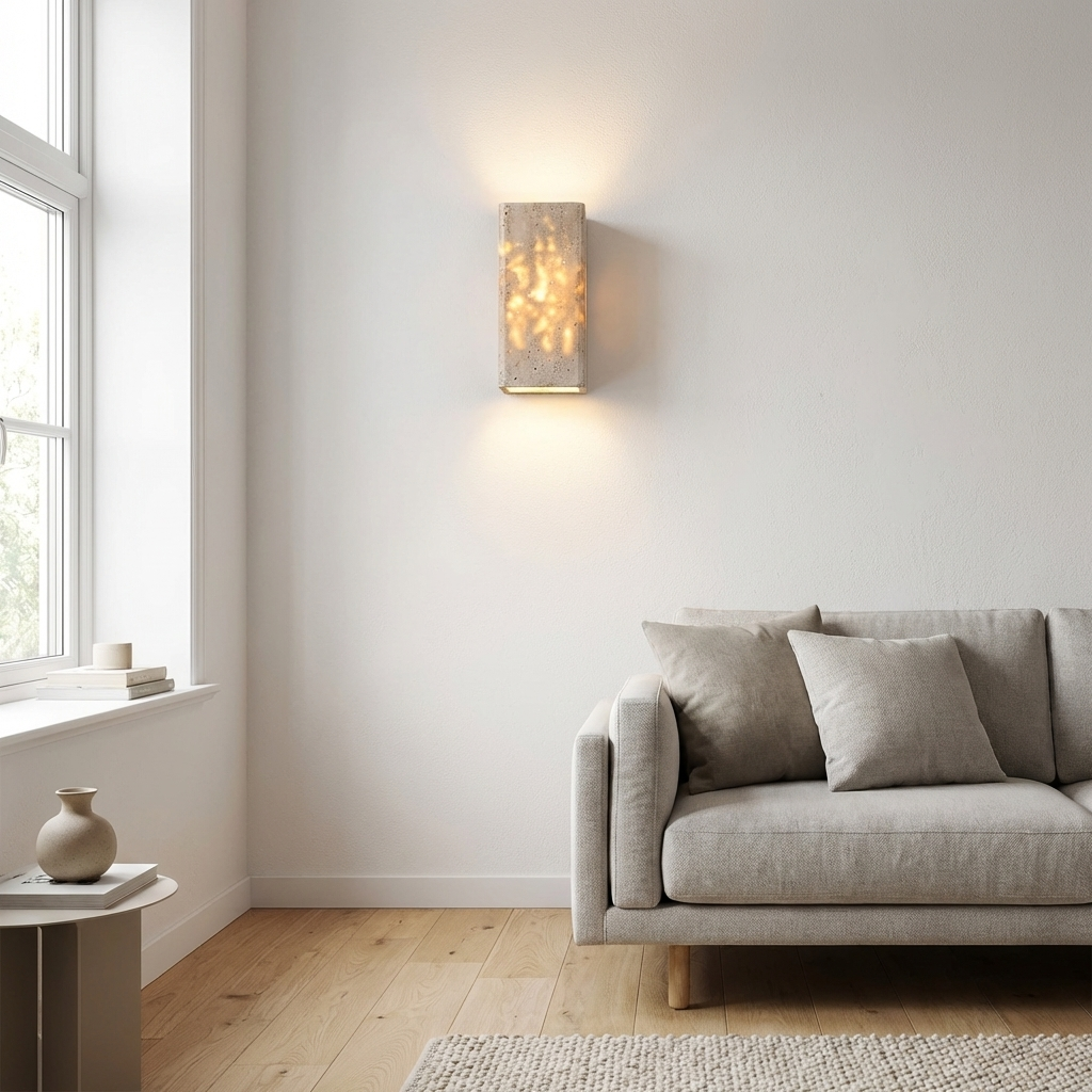 Modern Travertine Stone Rectangular Wall Light LED 1-Light
