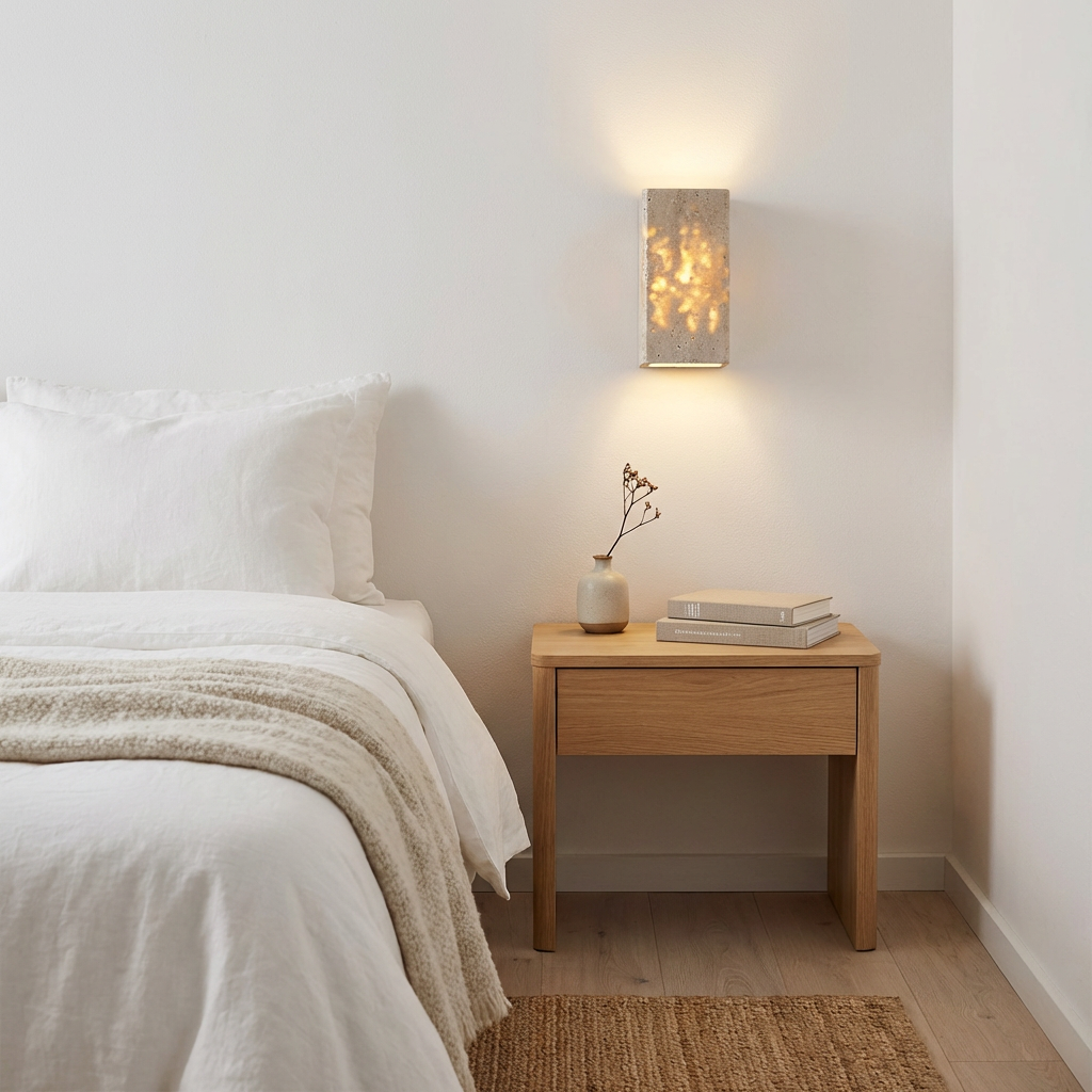 Modern Travertine Stone Rectangular Wall Light LED 1-Light