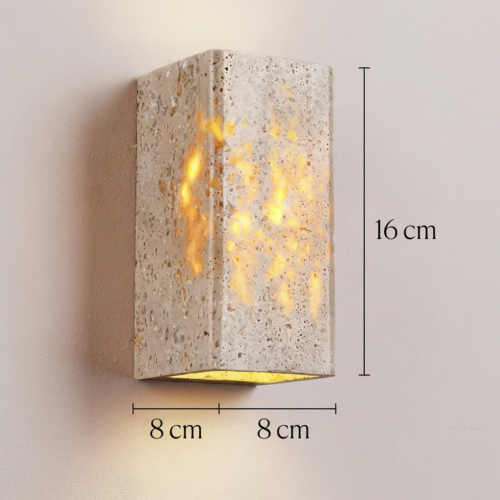 Modern Travertine Stone Rectangular Wall Light LED 1-Light