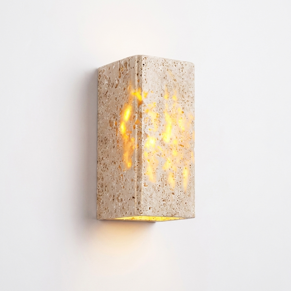 Modern Travertine Stone Rectangular Wall Light LED 1-Light