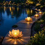 Solar Lotus Flower Light Outdoor Garden Stake LED Waterproof Decorative Yard Lamp