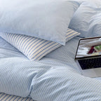 Natural Stripe Bedding Set Cotton Duvet Pillowcase Bed Linen