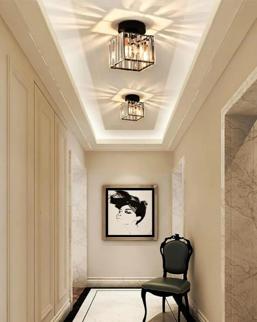 Modern Glass Square Ceiling Light 1-Light
