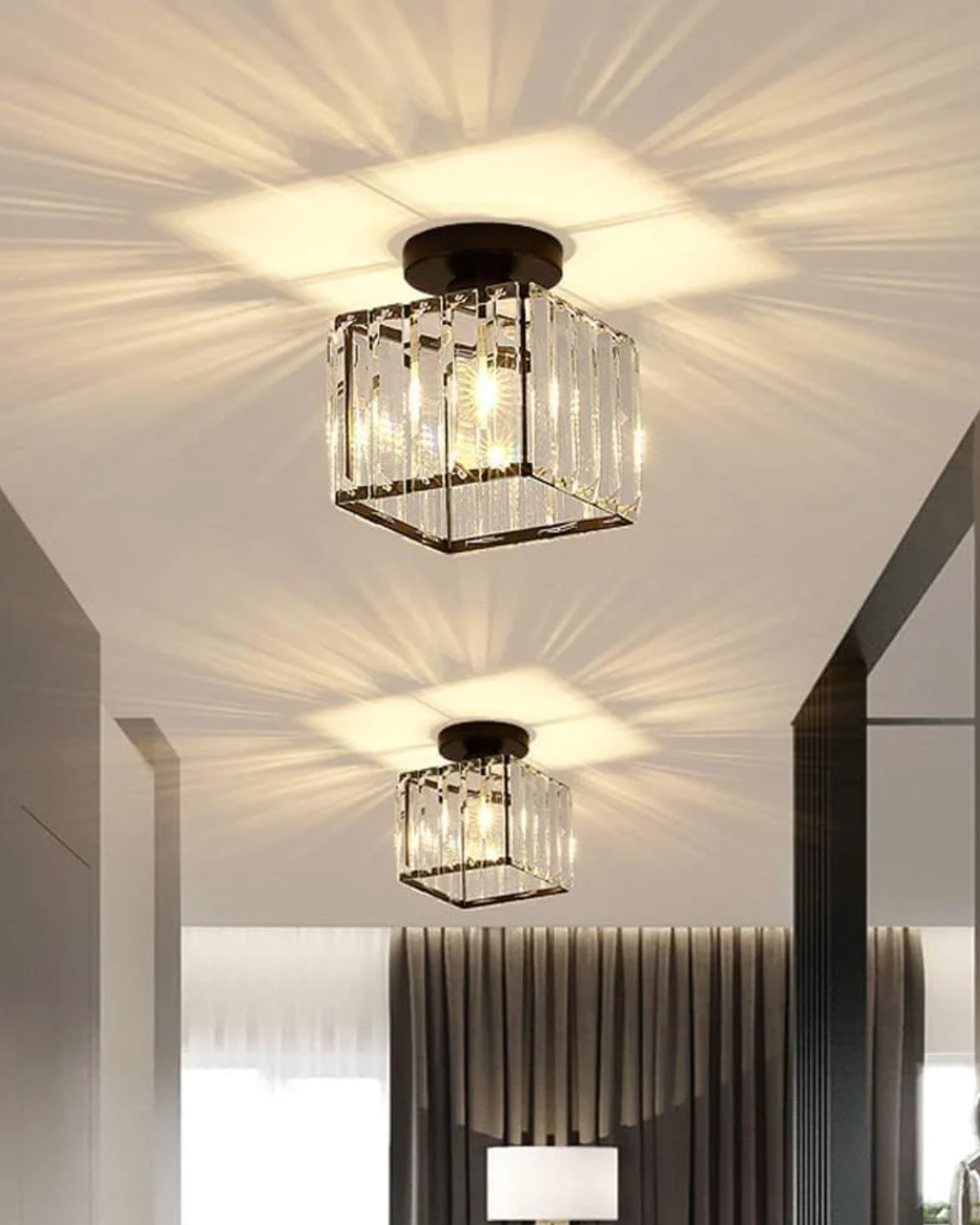 Modern Glass Square Ceiling Light 1-Light