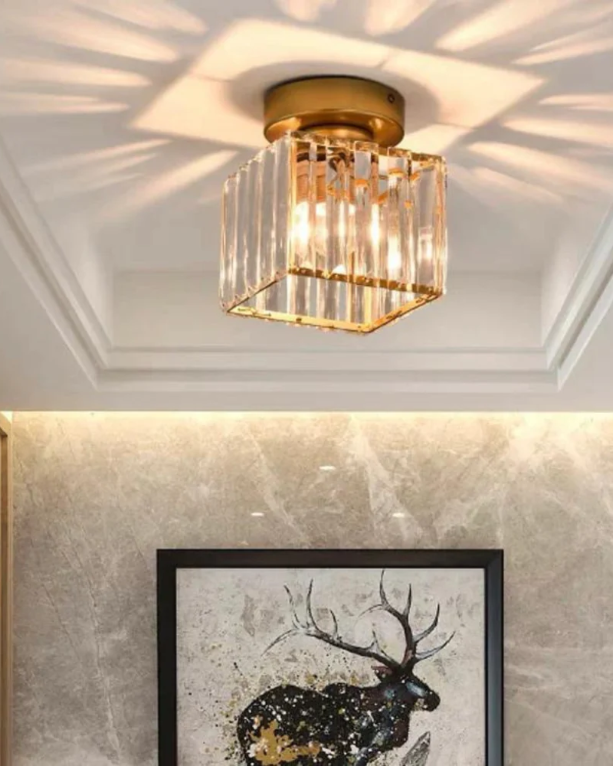 Modern Glass Square Ceiling Light 1-Light