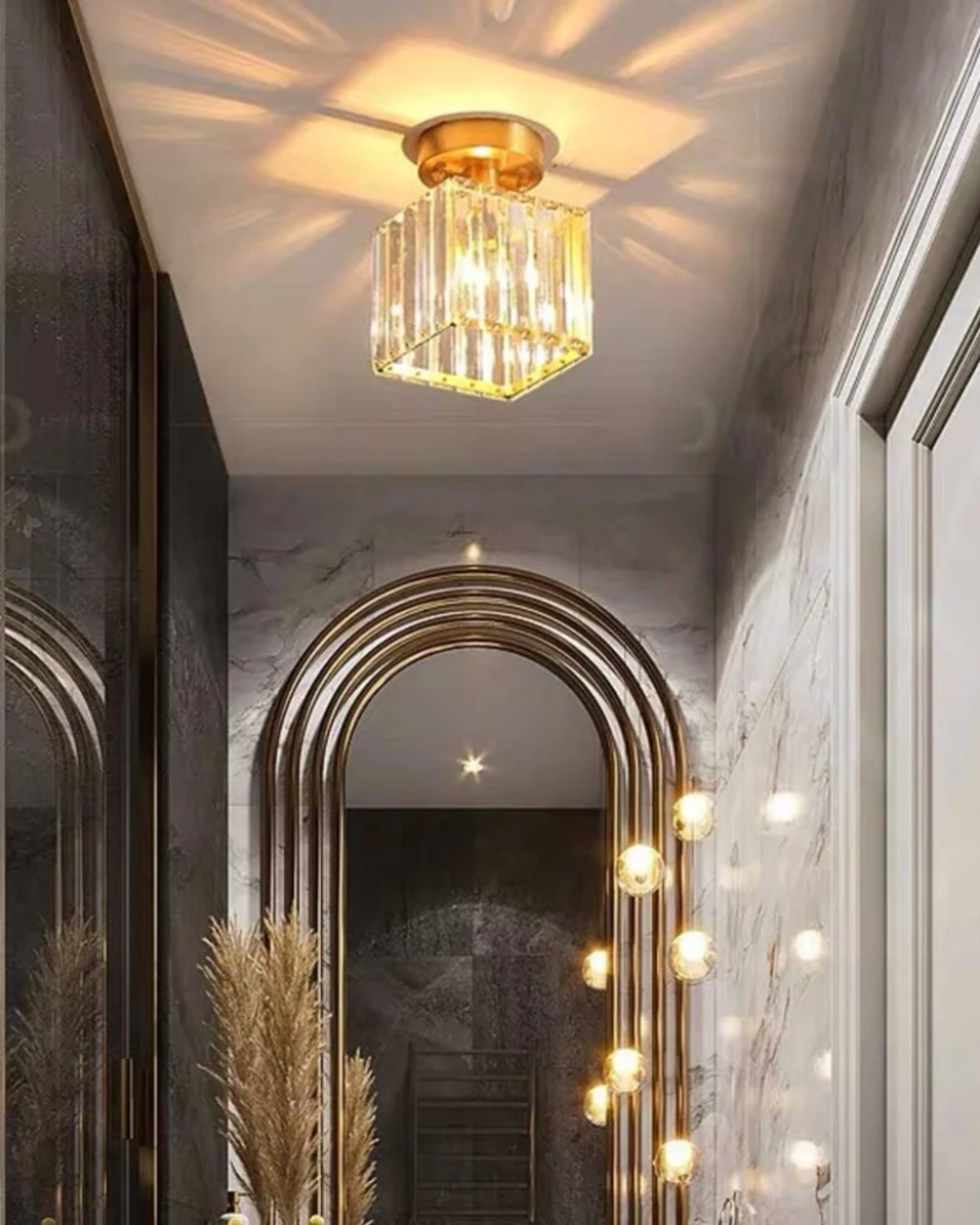 Modern Glass Square Ceiling Light 1-Light