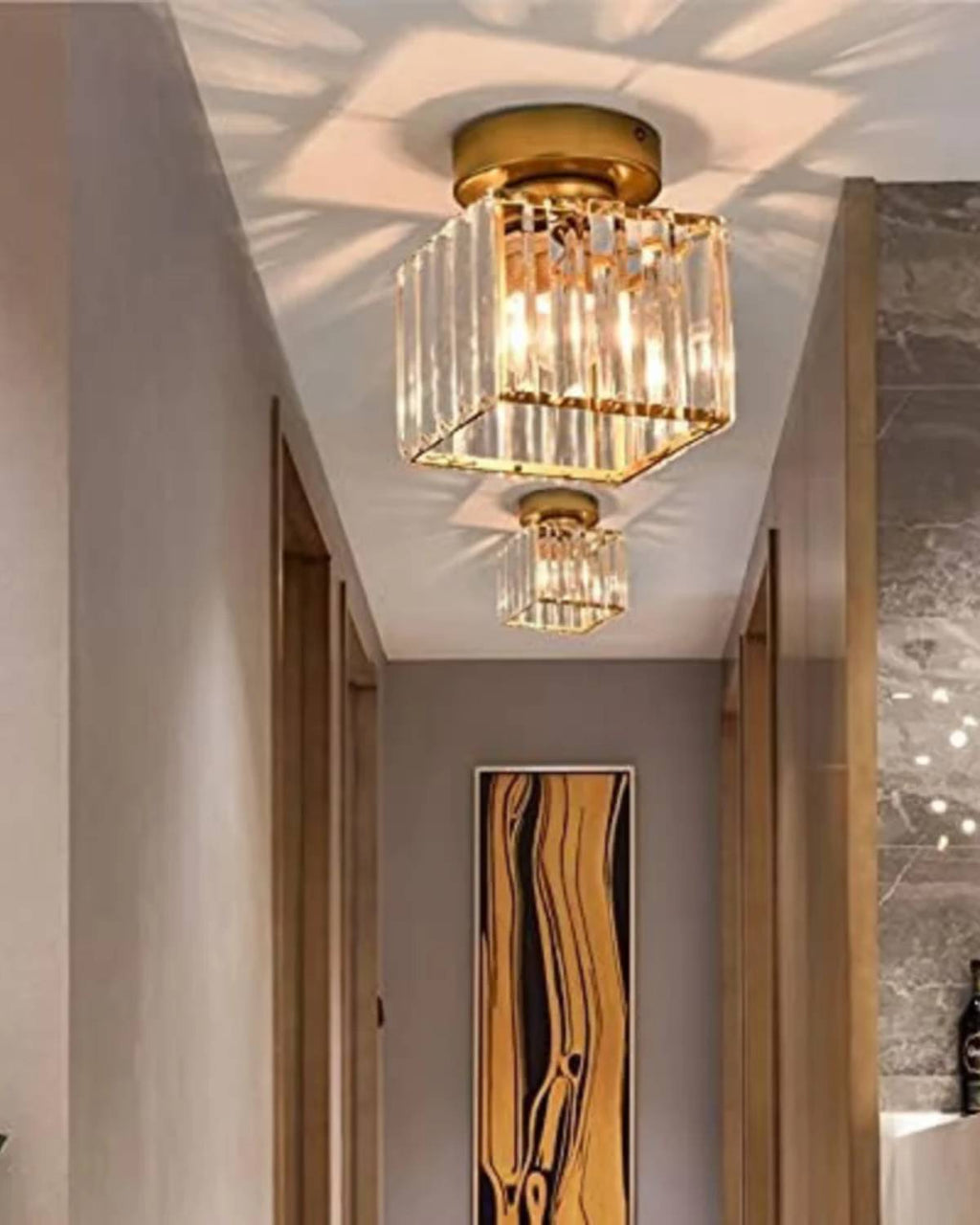 Modern Glass Square Ceiling Light 1-Light