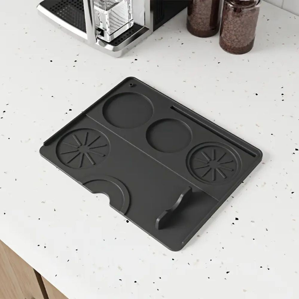 Non-Slip Silicone Tamper Mat for Espresso Brewing – Coffee Accessory with Tool Organizer Slots