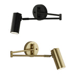 Nordic Brass Cylinder Swing Arm Wall Sconce Lamp 1-Light