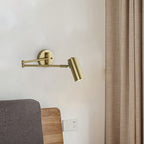 Nordic Brass Cylinder Swing Arm Wall Sconce Lamp 1-Light