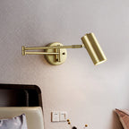 Nordic Brass Cylinder Swing Arm Wall Sconce Lamp 1-Light