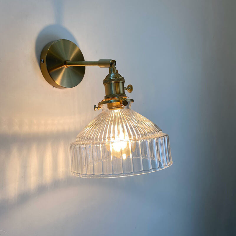 Nordic Brass Glass Dome Wall Sconce Lamp 1-Light