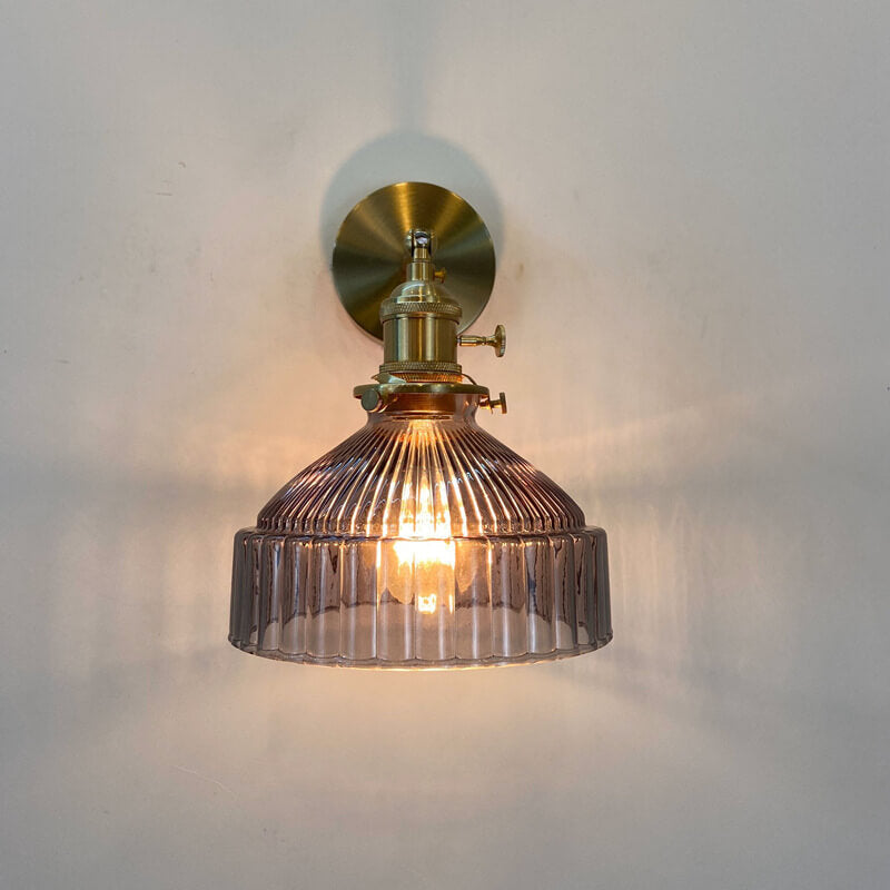 Nordic Brass Glass Dome Wall Sconce Lamp 1-Light