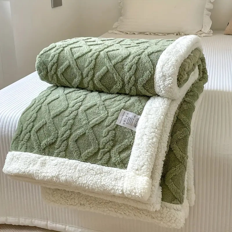 Nordic Sherpa Knitted Throw Blanket