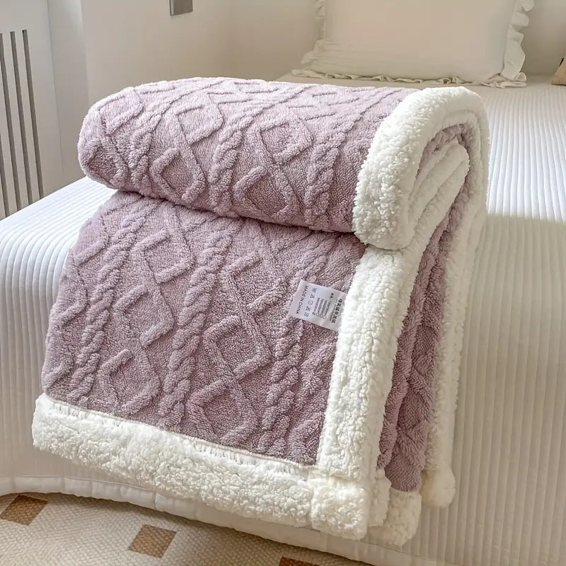 Nordic Sherpa Knitted Throw Blanket